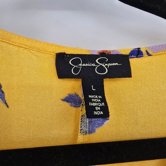 Jessica Simpson Women's Floral Flutter Cap Sleeve Maxi‎ Dress Yellow Size Large - Picture 5 of 10